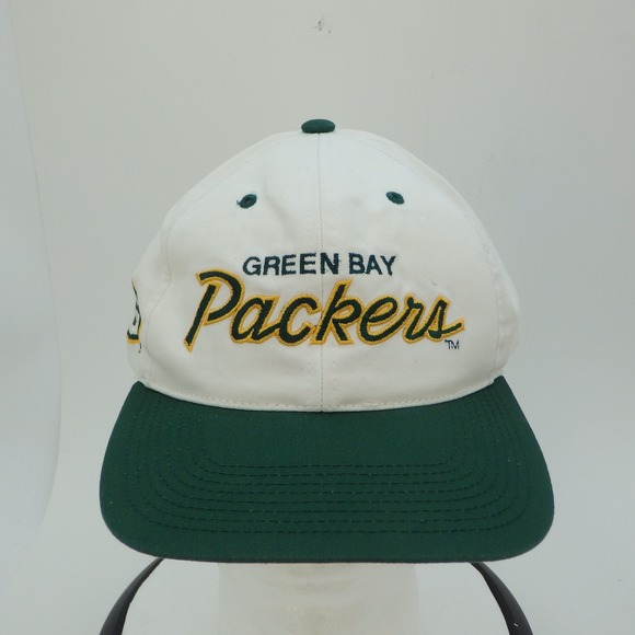 Other - Green Bay Packers Baseball Cap White Green Snap Back Script Sports Specialties
